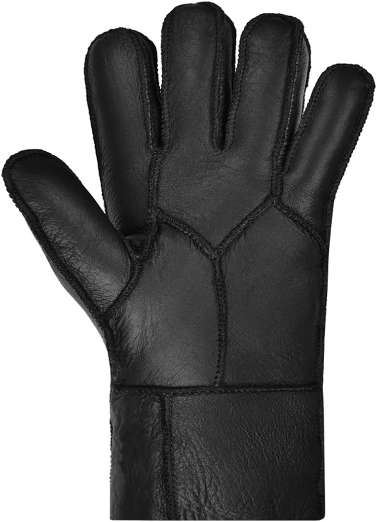 Harssidanzar Winter Leather Gloves,Warm Shearling Wool Lined for Men Winter Cold Weather Gloves KM053US - Image 6