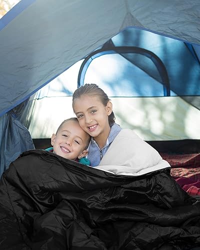 Miniatura 7 de Ohuhu - Saco de dormir doble con 2 almohadas saco de dormir impermeable para niños 2 personas saco de dormir para la familia adolescentes campamento