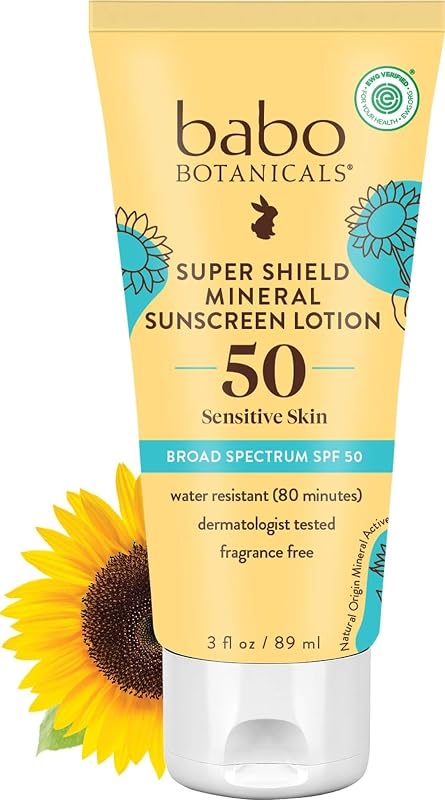 Sheer Mineral Sunscreen Lotion SPF 50 with 100% Mineral Active Ingredients for Babies, Kids or Extra Sensitive Skin, Lightweight, Water Resistant & Fragrance Free, 3 Fl Oz