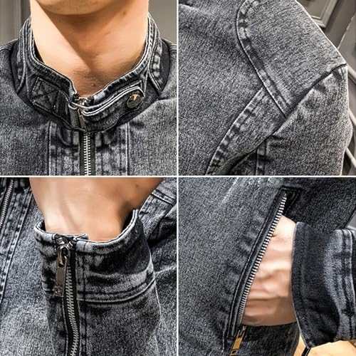 Chaqueta denim para hombre estilo vintage cuello mao miniatura 7