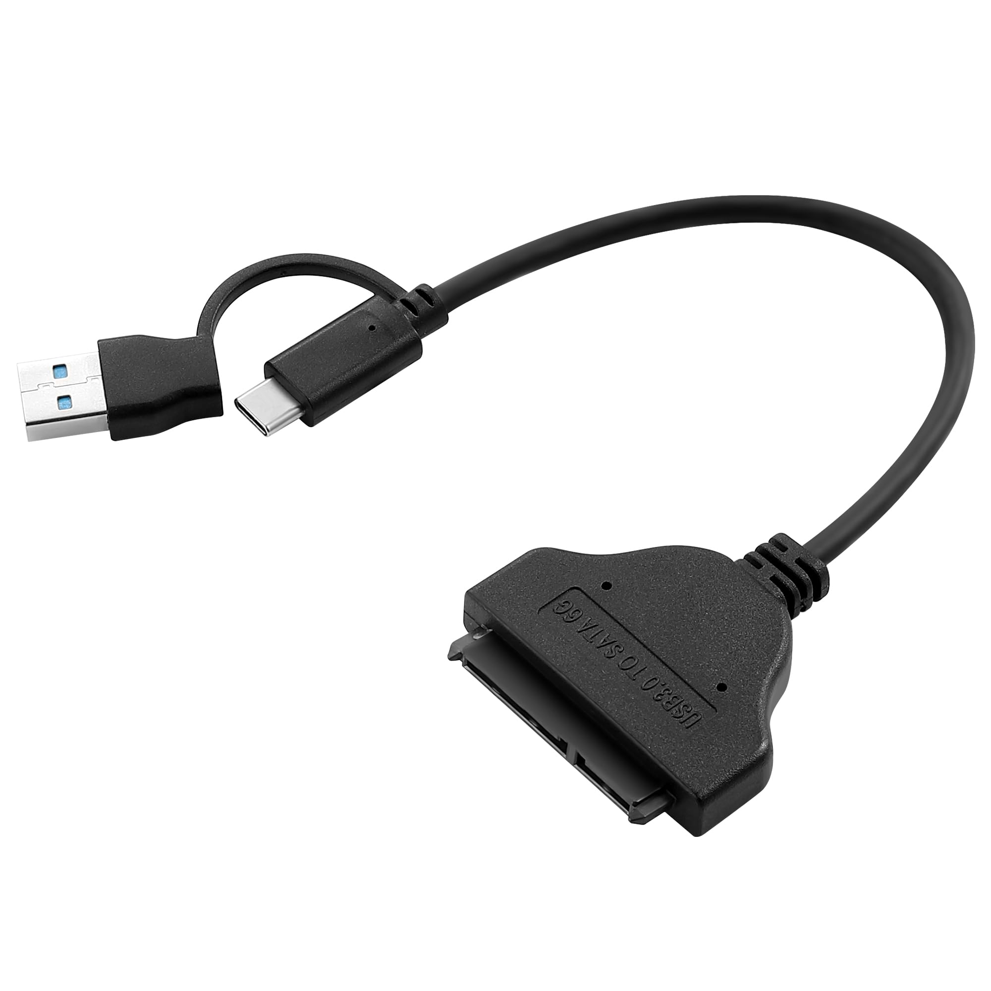 FANBLACK SATA to USB Cable, 2 in 1 USB-C/USB 3.0 to SATA III Hard Driver Adapter Compatible for 2.5 inch HDD and SSD External Converter, Data Transfer for MacBook Pro Air 2022,Surface Go,Laptop,PC