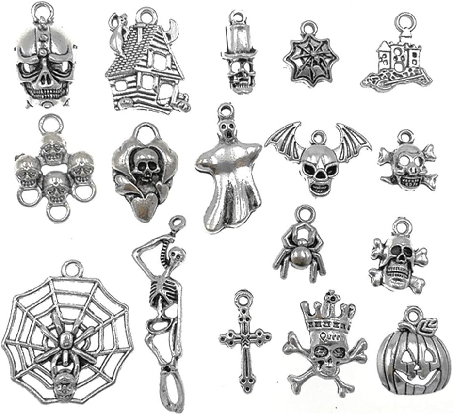 Assorted Halloween Hallowmas Theme Charm Pendant Connector for DIY Jewelry Making Accessaries(60pcs,Tibetan Silver Tone) - Image 3