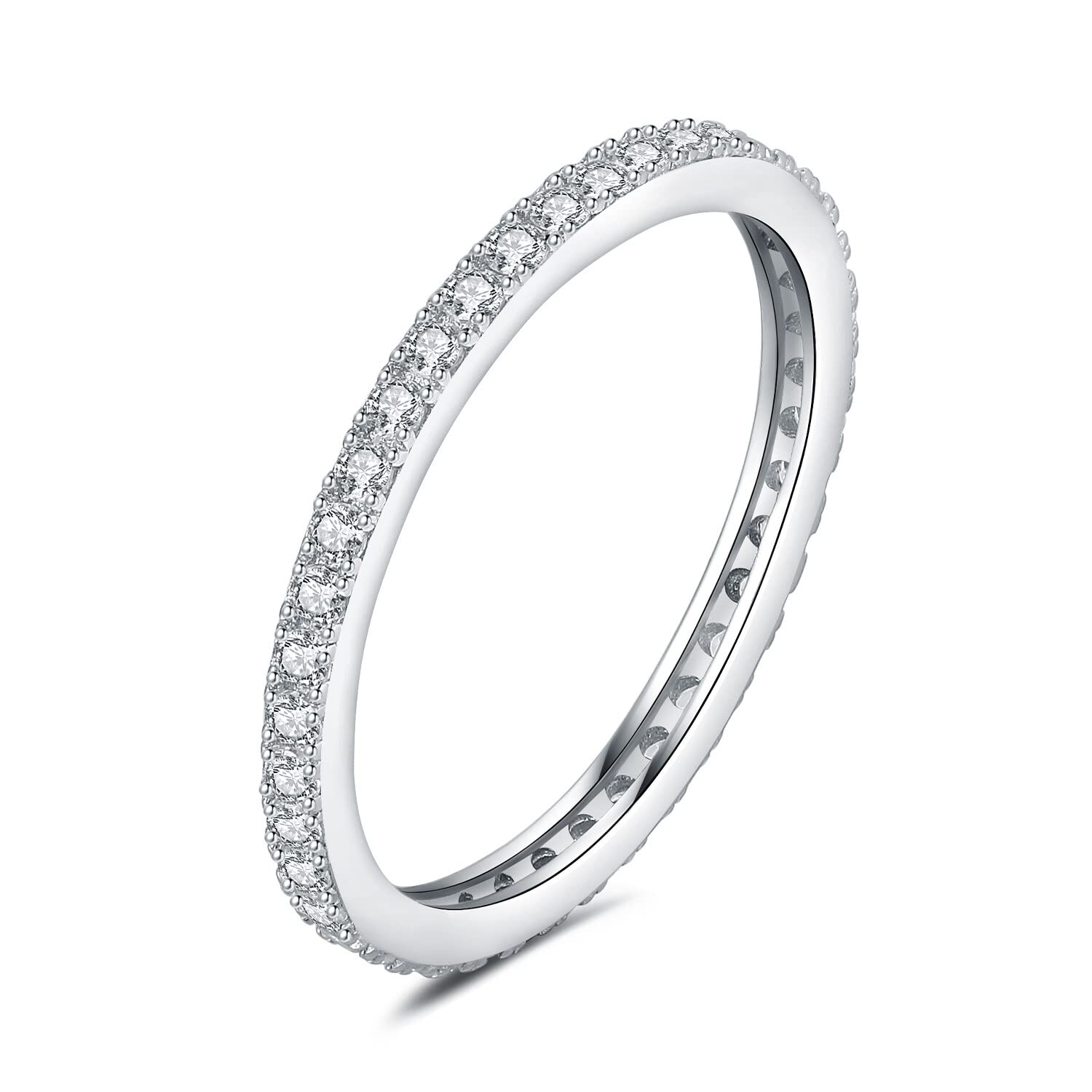 JewelryPalace Anillo Mujer Plata Oro 14k Oro Rosa, Anillo Promesa Apilable Circonitas, Banda de Boda Clásico Diamante Simulado, Anillos Niña Elegante Piedra Preciosa, Joyas de Mujer