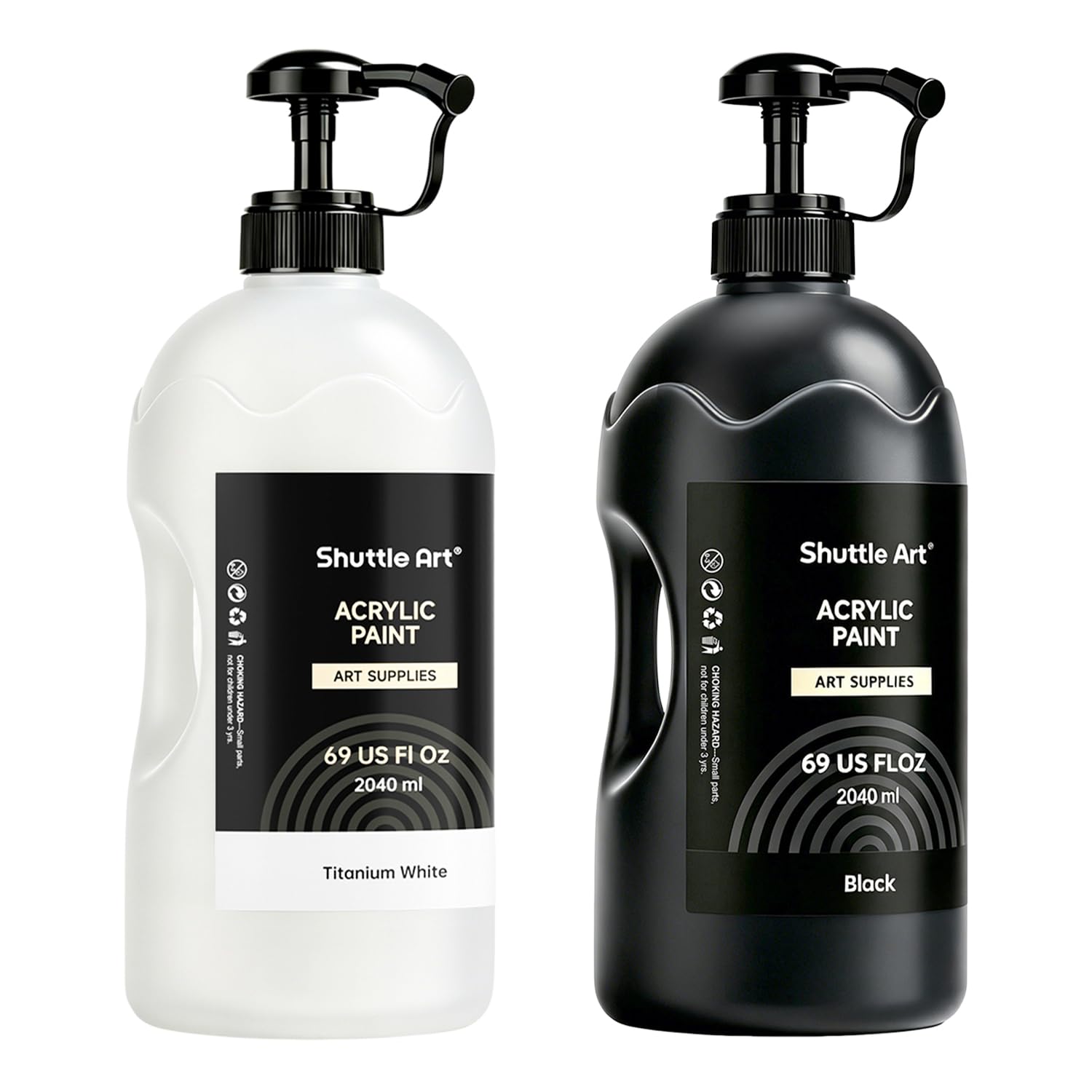 Shuttle Art Acrylfarben Weiß und Schwarz, 2×69oz/2040ml Acrylfarben