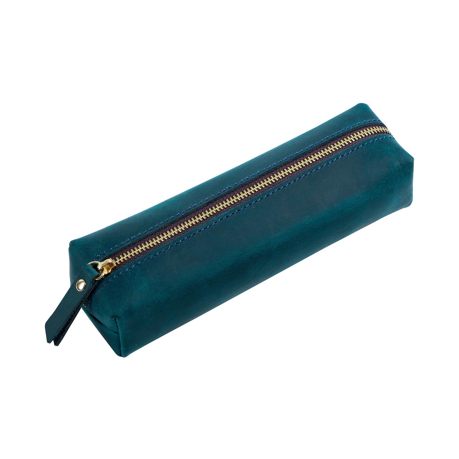 DUMRALBQE Wooden Jewelry Box Leather Pen Organiser Men's Zip Case Pencil for Storage and Organization(Blue)