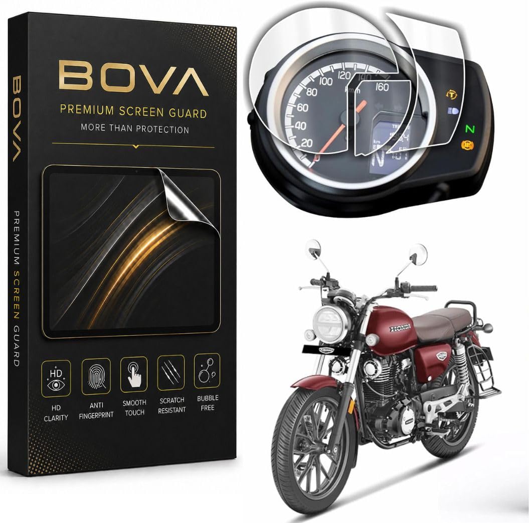 bova premium bike speedometer screen guard for honda hness cb350 | 9h hardness flexible screen protector | dashboard digital meter display scratch guard & transparent protection film