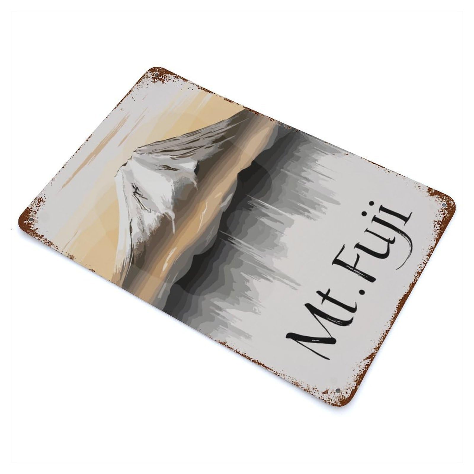 Tranquil Mt Fuji Japan Rust Effect Tin Sign 11.8"x7.9", Rustic Home Decor for Garage, Pub Or Kitchen