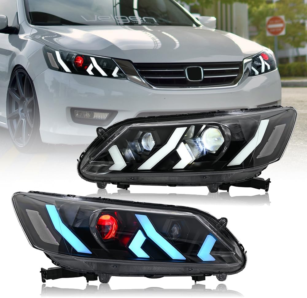 COOLCMP LED Headlight Assembly for 2013-2015 Honda Accord (pair)