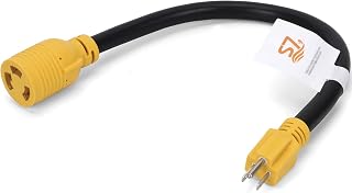 S7 20-Inch Power Adapter Cord, 15A 5-15P Male to 30A L5-30R Female, Waterproof Twist Lock, 125V/3750W, Heavy Duty Electrical Converter for RV, Camping, Industrial & Outdoor Use