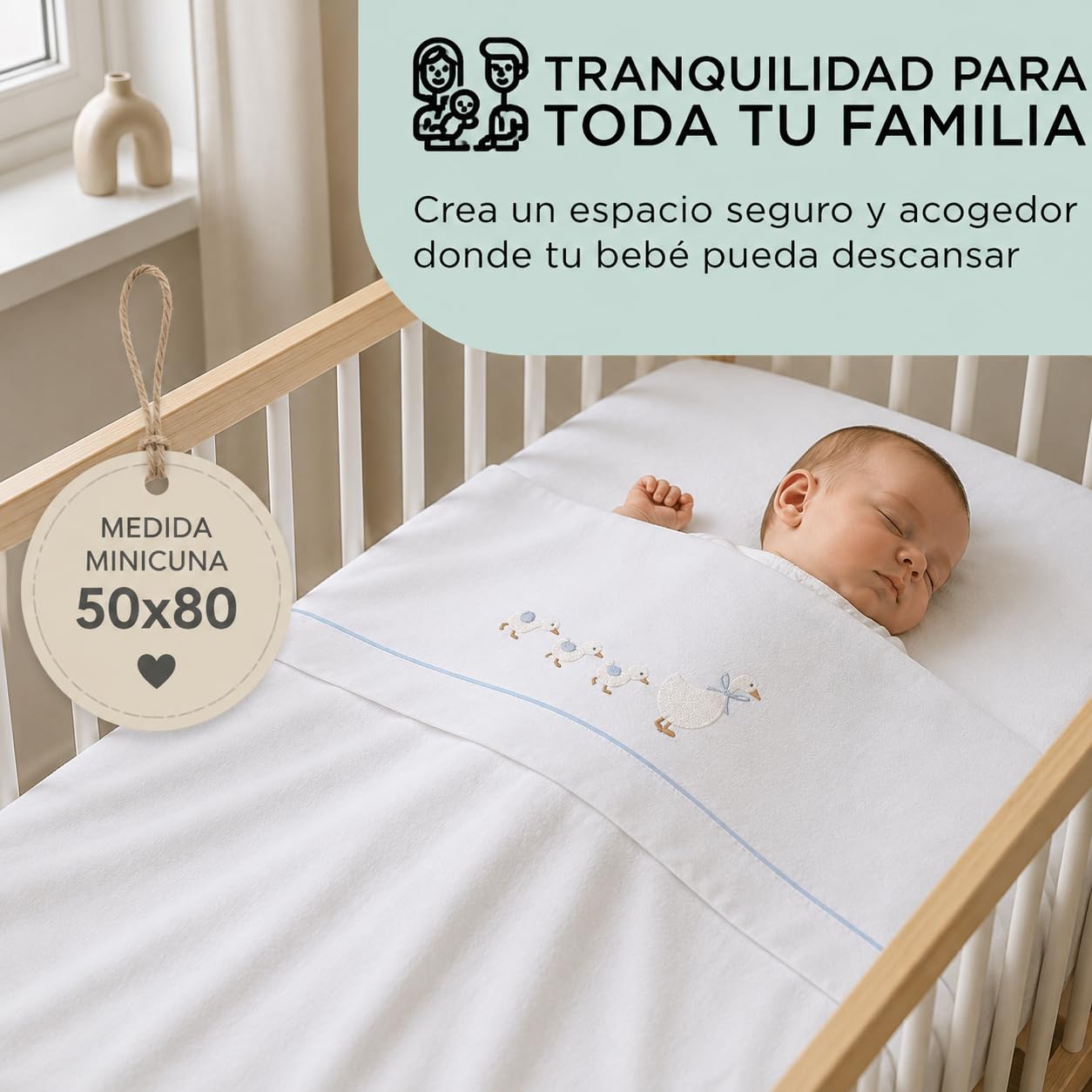 Sabanas Minicuna 50x80 100% Algodon Transpirables Lavables con Sabana Bajera Ajustable para Recien Nacidos Textil Suave Descanso Bebes + Encimera y Funda Almohada Patitos AzulPrimavera Verano