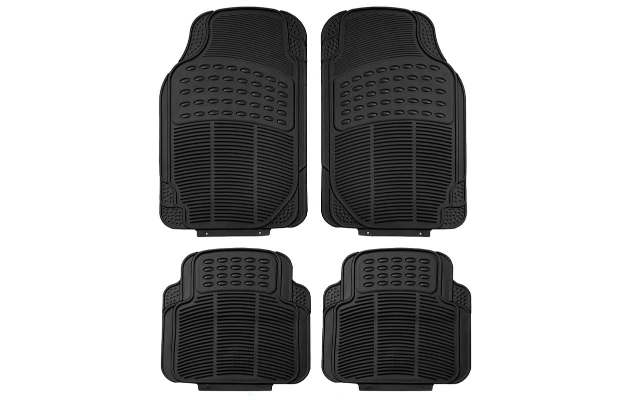 Durable and Stylish Black Rubber Car Floor Mats | All-Weather Protection | Set of 4 Pieces for Comprehensive Interior Coverage for Tiago