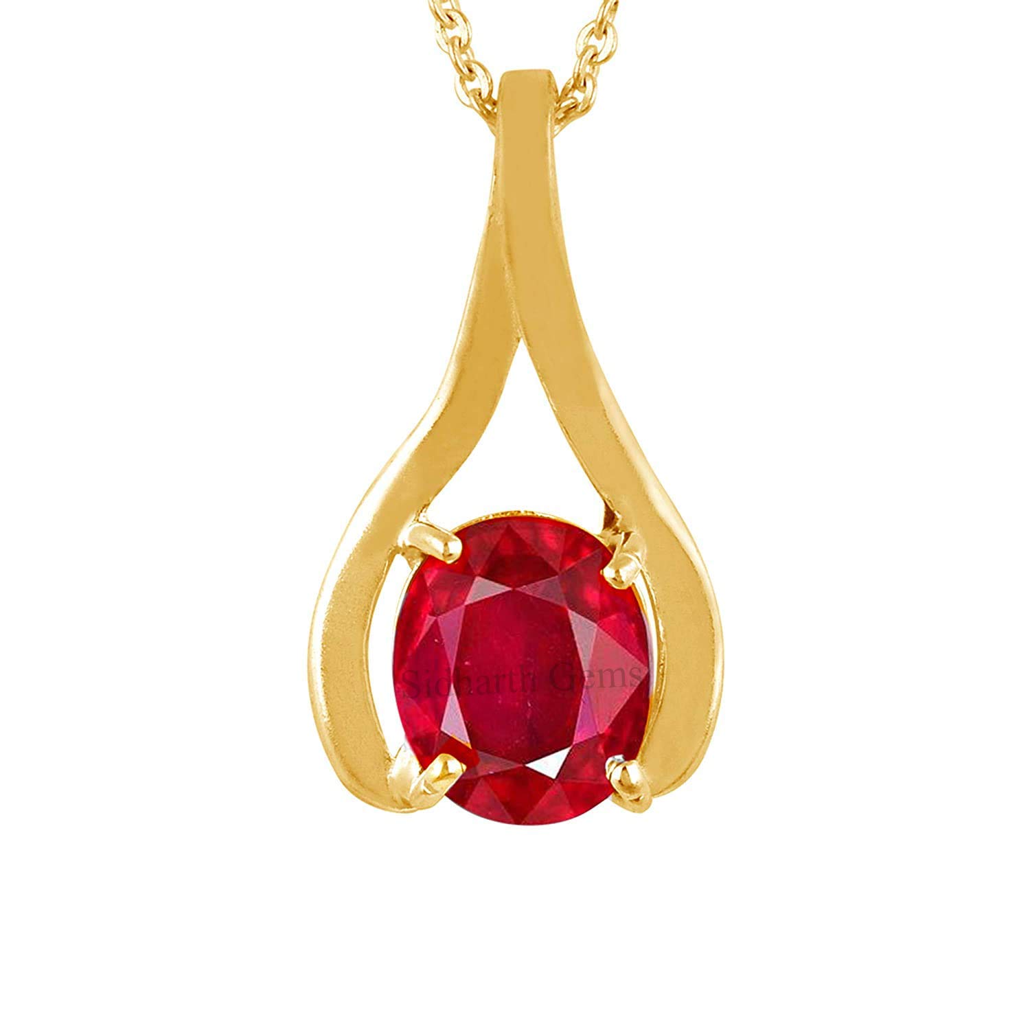 8.5 Ct 9.25 Ratti Red Ruby Gemstone Pendant in Gold Plated Metal for Men and Women-image-18