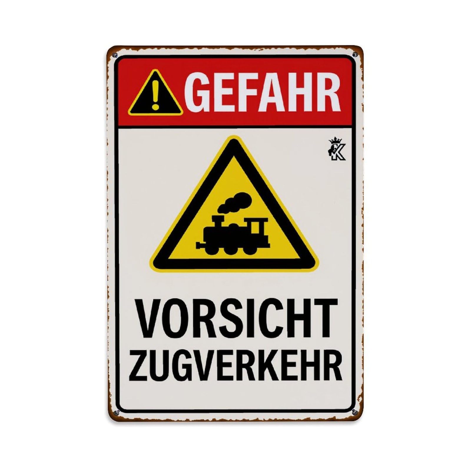 Enderetf Vintage Danger Train Warning Sign Pattern Tin Sign Metal Poster, Home Bar Garage Man Cave Cafe Indoor & Outdoor Wall Decoration 8X12inches