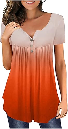 Casual Tops for Women 2032 Summer Women's Casual Summer Round Neck T-Shirt Short Sleeve Tops Lightweight Comfy Tunic