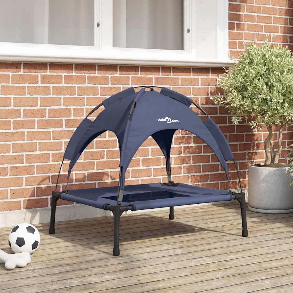 Cuccia per cani in acciaio, 76 x 62 x 70,5 cm, letto rialzato per interni ed esterni, antiscivolo e traspirante, ideale per cuccioli, anziani e un accogliente posto per dormire
