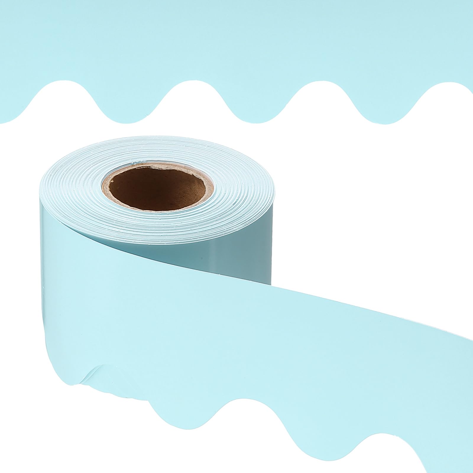 PATIKIL Bulletin Board Border, 65.5 Feet Poster Chalkboard Cork Decoration Trim Scalloped Borders Wall Decor for Classroom Office Locker, Light Blue