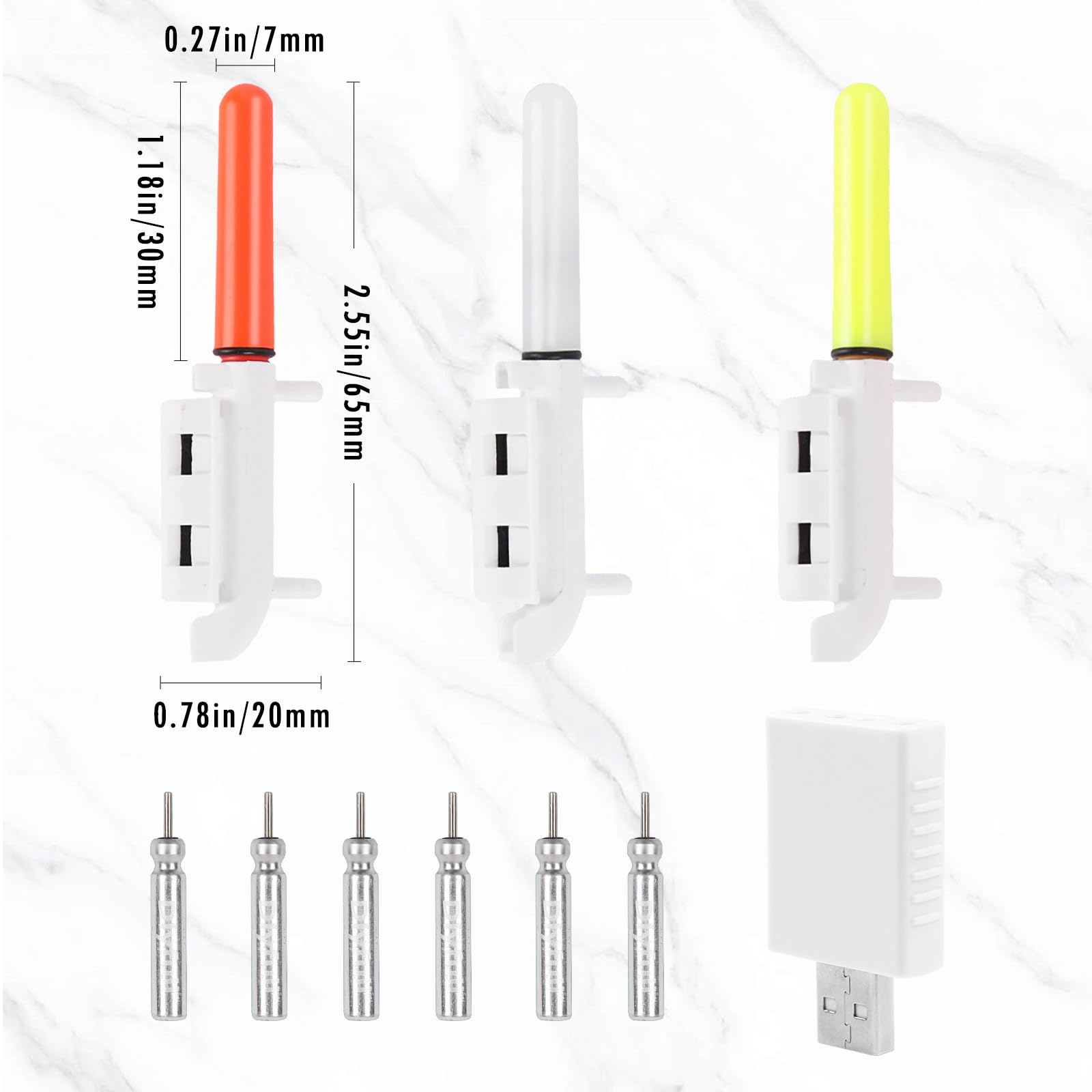 Détecteurs de touche de pêche OneNine, lot de 6 alarmes avec chargeur et lampe LED