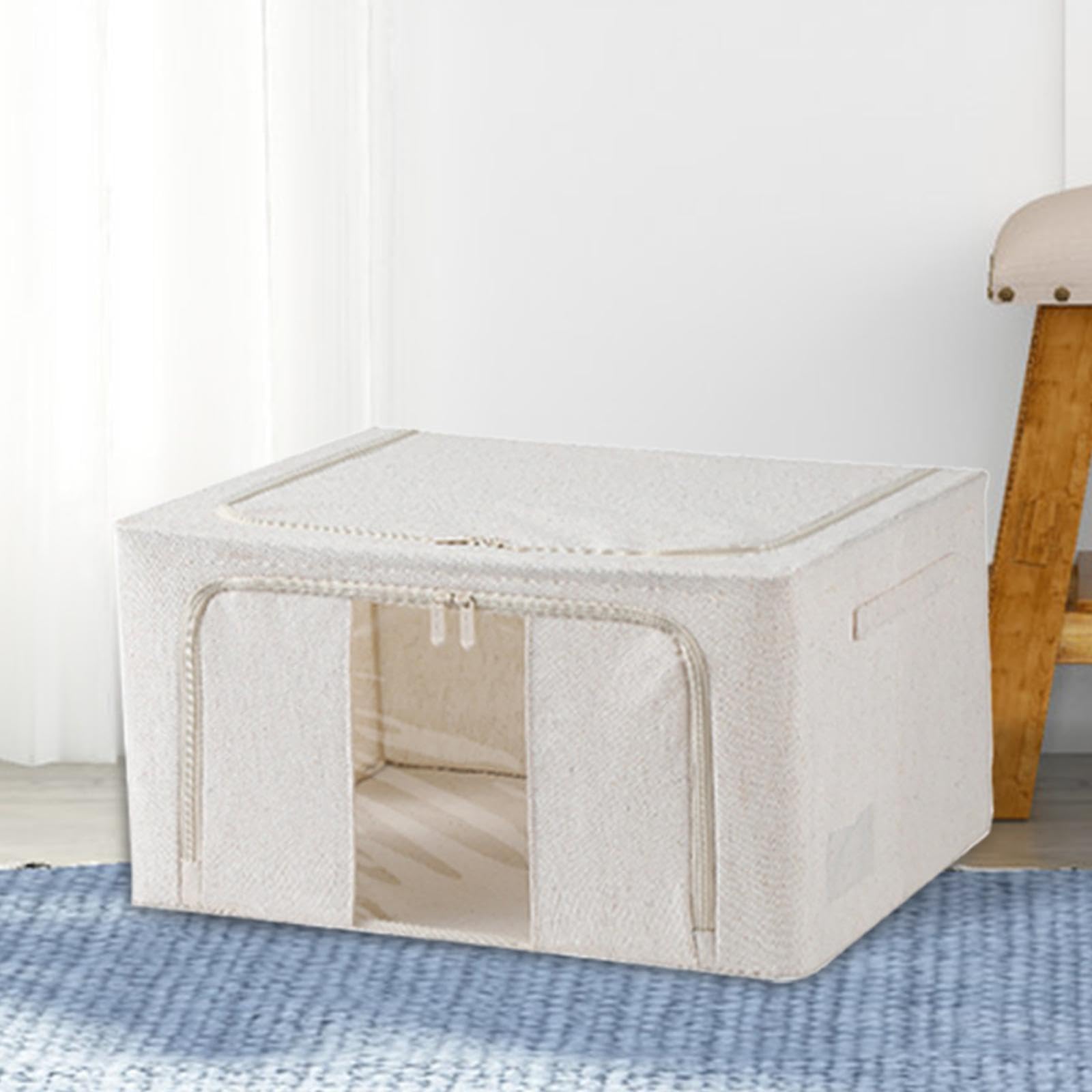 Bolsa de Almacenamiento de Organizador de Armario Plegable con Cierre Doble Material Algodón Adecuado para Almacenamiento de Edredones Ropa de, 55 litros