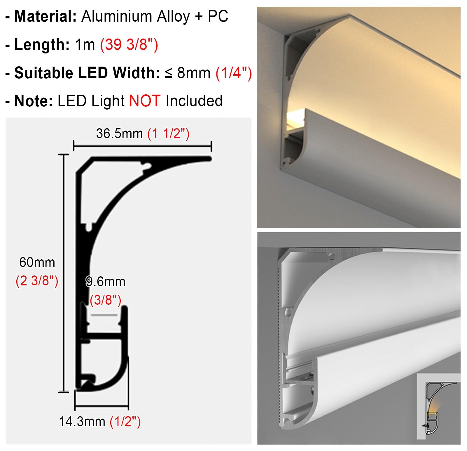 Listello per battiscopa per interni, copertura multiuso per pavimento/parete, 11 m, kit di sistema di illuminazione a soffitto senza barra LED