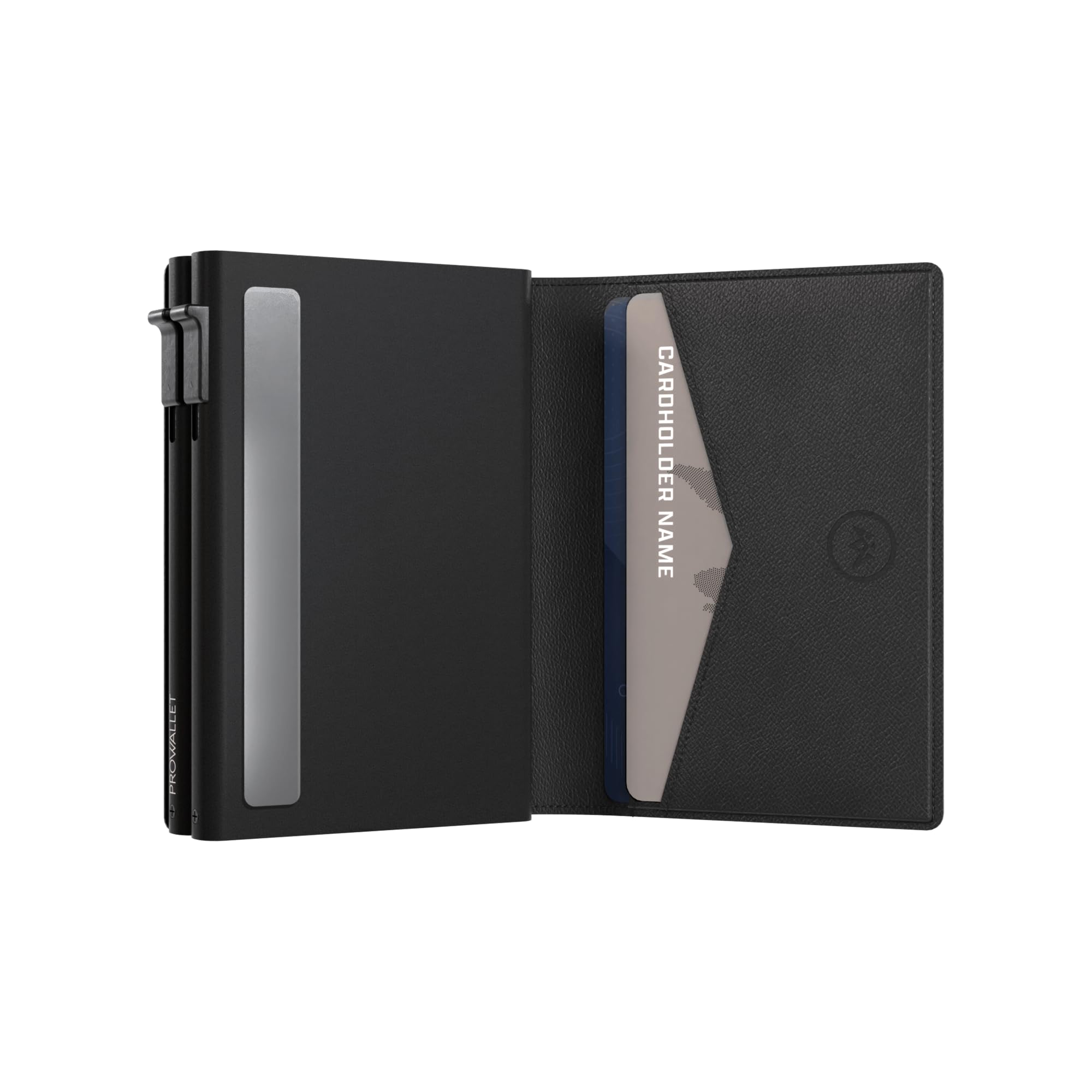 Double - Portemonnaie 14 Karten und Geldscheine - Wallet mit RFID-Schutz - Kartenetui, Geldbörse - Card Holder Aluminium - Damen und Herren - Luxuriöser Geschenkbox (Schwarz)