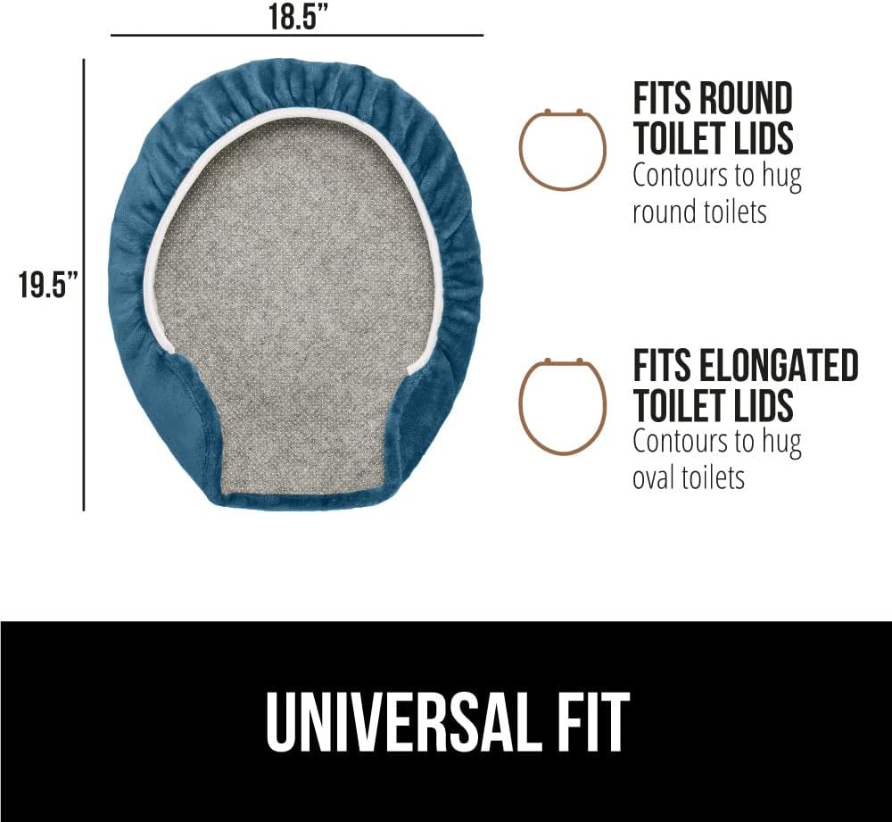 Gorilla Grip Memory Foam Toilet Lid Seat Cover, Stays In Place Elastic Edges, Soft Velvet Bathroom Covers, Universal Fit for Standard Oblong Round Elongated Bath Room Bowl Lids, Washable, Blue : Home & Kitchen