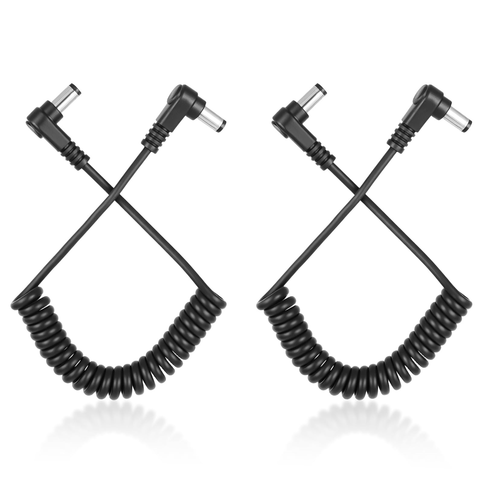2 PCS Right Angle DC to DC Power Cable, 5.5mm x 2.5mm Male to Male 90 Degree Plug Cable, DC5525 Power Adapter Extension Cord for CCTV Security Camera LED Strip Lihgt Monitors (3.3ft)