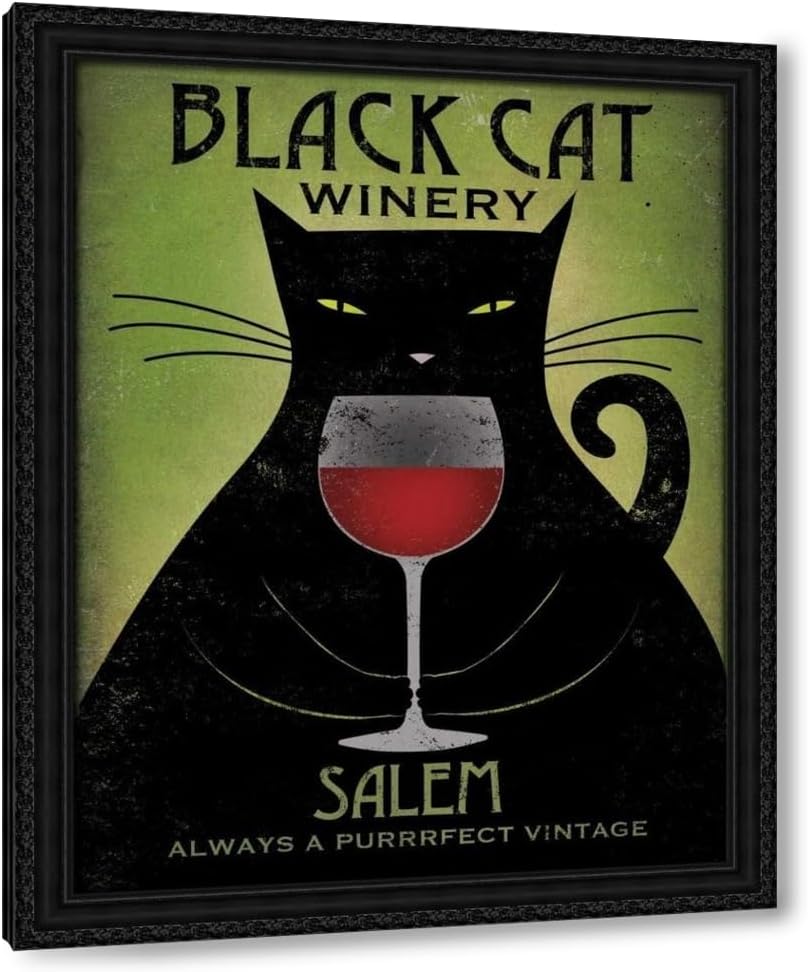 Fowler, Ryan 15x18 Black Modern Framed Art Print Titled Black Cat Winery Salem