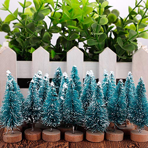 24 Stück 4.5cm Künstlicher Weihnachtsbaum Miniatur Klein Tisch Christmasbaum Mini Grün Tannenbaum mit Schnee-Effek Mini Weihnachts Baum Dekoration Geschenk Tischdeko, DIY, Schaufenster Cover