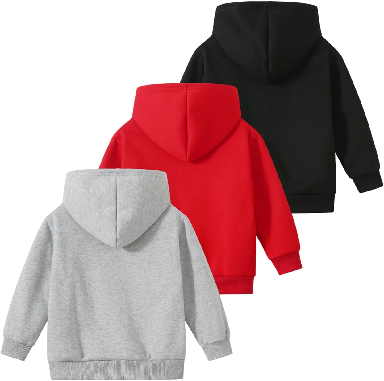 Boys Zip Up Hoodies 3 Packs Casual Long Sleeve Hooded Sweatshirts Kids Fall Winter Clothes Size 4-12Years