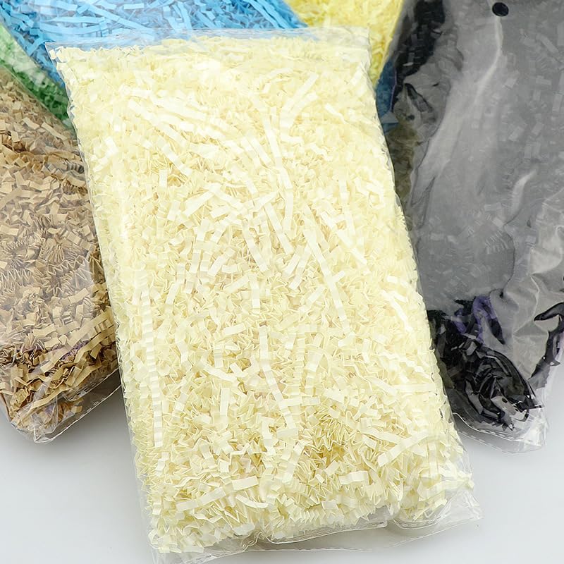 Papier déchiqueté pour boîtes-cadeaux, Papier de soie froissé à paillettes multicolore, 100-500 g(Orange Yellow,500g)