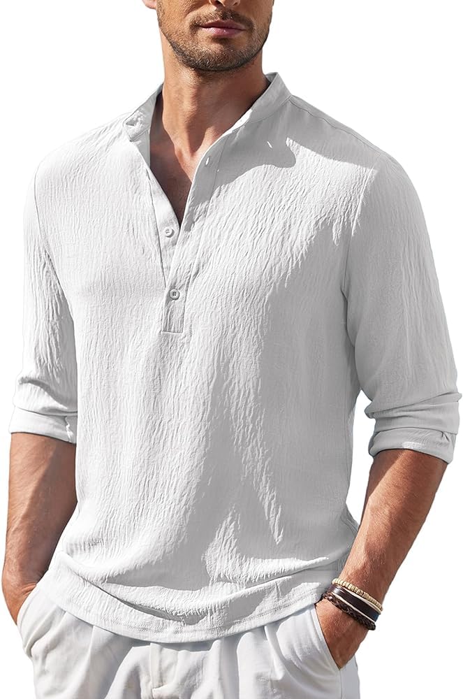 Men's Regular Fit Solid Popcorn Full Sleeve Regular Fit Short Kurta | Solid Pattern Mandarin Collar Straight Kurta