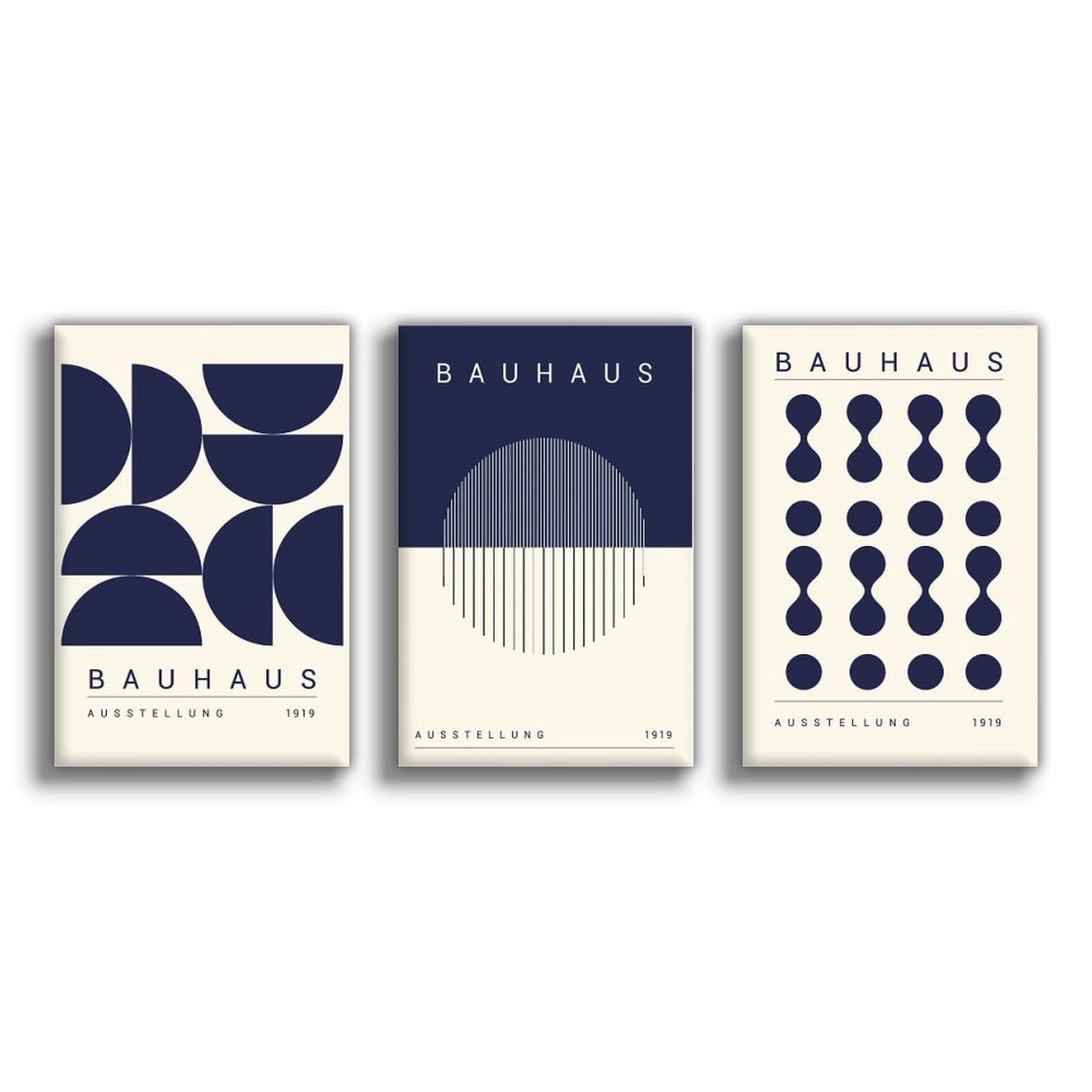 Set di 3 poster blu Bauhaus con stampa artistica moderna della metà del secolo, stampa Bauhaus, decorazione da parete per casa e ufficio, soggiorno, 30 x 45 cm