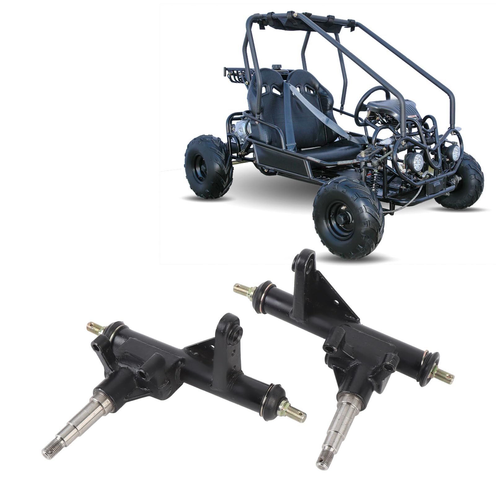 RiToEasysports Perno Puntone Sinistro Destro in Lega di Acciaio per Go Kart Perno Albero da 3,5 Pollici Diametro Esterno 32 Mm con Sterzo Preciso Installazione Facile per Kandi Go Kart Buggy