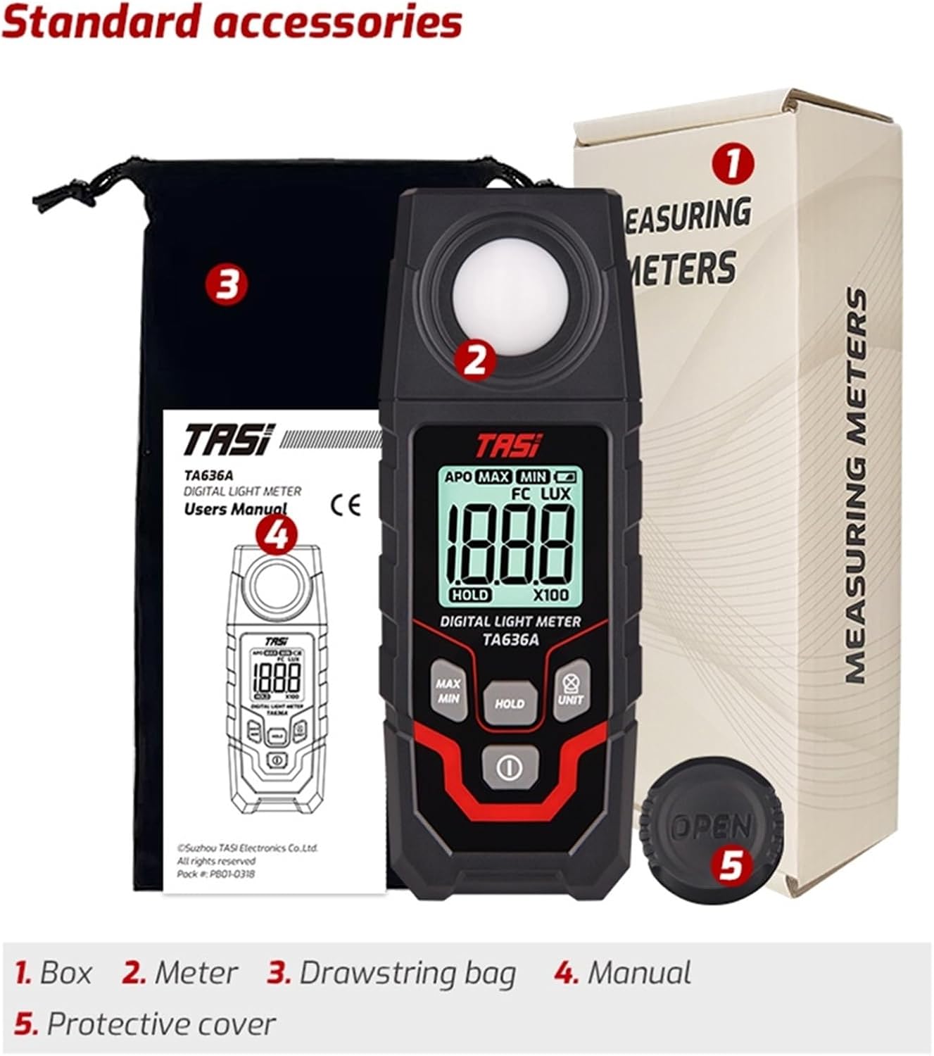 Light Meter, Light Meter Illuminance Lux Multi Functional and High-Precision Integrated Tester Flexible Sensor,Light Meter Photography