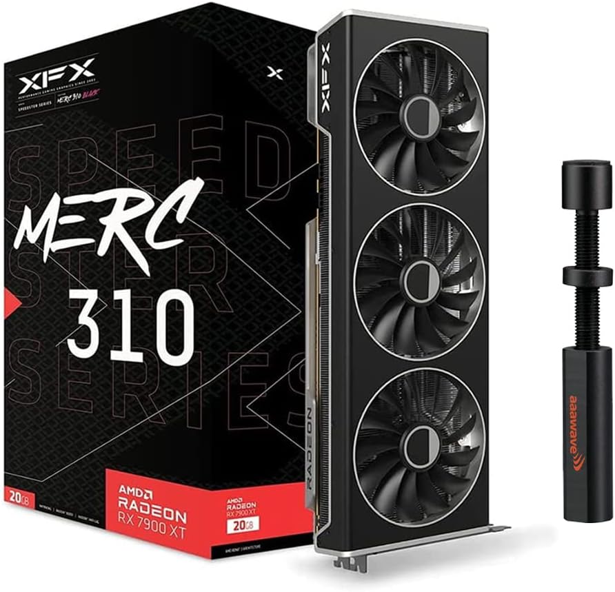 XFX RX 7900XT Speedster MERC310 AMD Radeon Black Gaming Graphics Card with Graphics Card Support Bracket (Black)