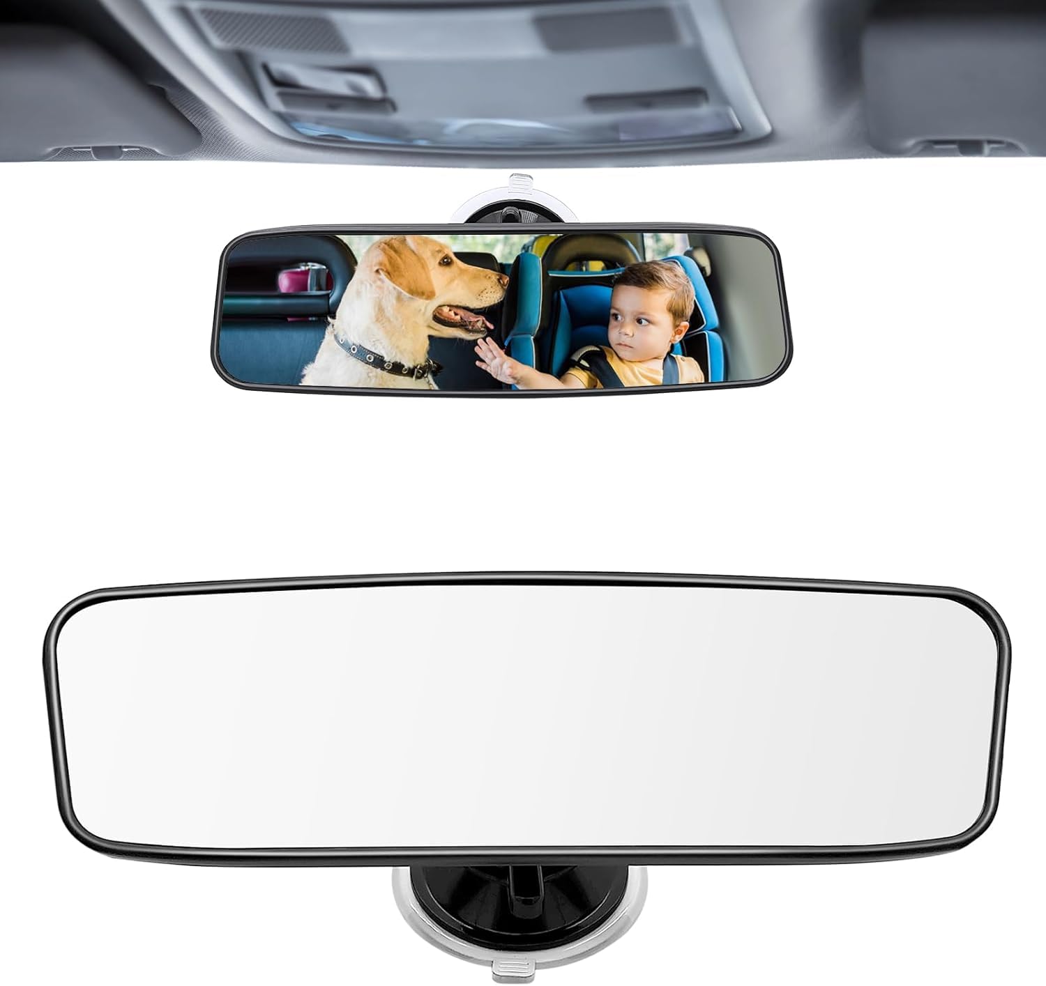 Rear View Mirror for Driving Test, Driving Instructor Learner Examiner Mirror, Car Rear View Mirror with Suction Cup, Adjustable Rearview Car Mirror for Driving Test & Lesson (200 X 60mm)