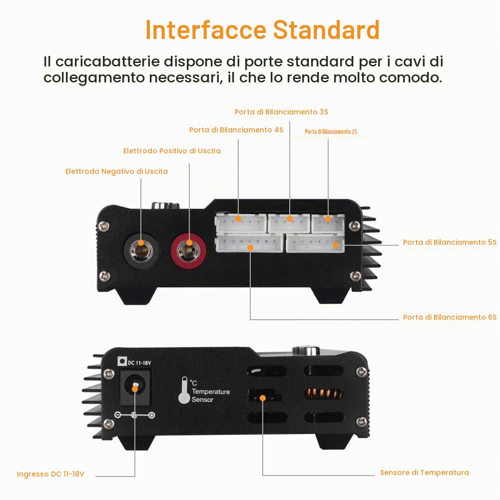Haisito Caricabatterie LiPo Balance, Caricatore Pacco Batteria 1S-6S Digitale 80W 6A Connettori Deans + Alimentatore