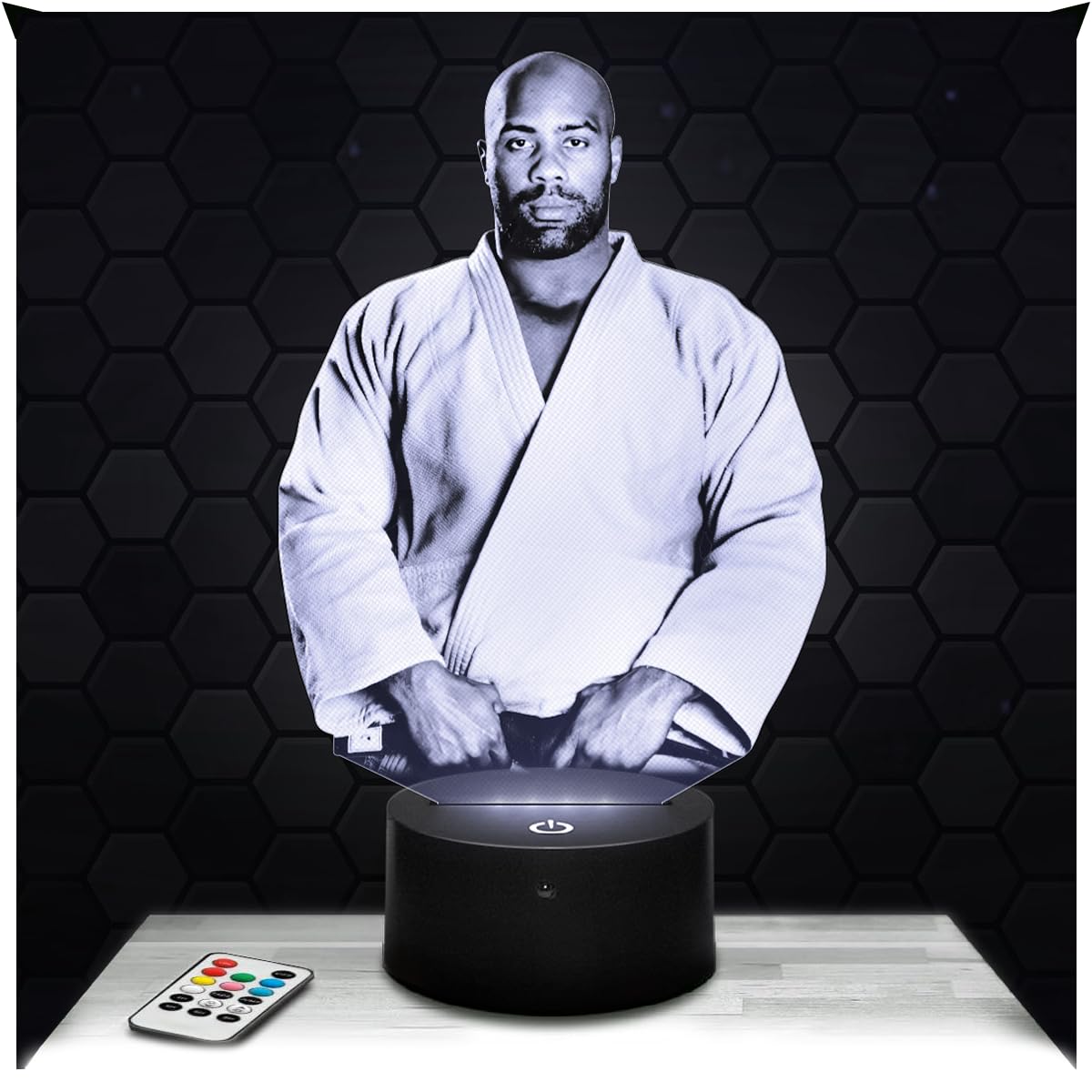 Lampephoto.fr - Teddy Riner Football 3D Lamp, Night Light 3D LED Illusion Lamp, French Judo Judoka, Sports Object Athlete, Gift idea for Sporty Men, Night Light for Children's Bedroom, Gift idea
