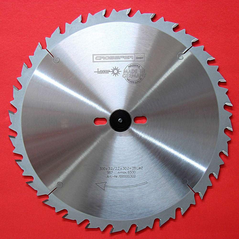 Hoja de sierra circular de metal duro, 300 x 30, Z28 WZ, diente alternado para sierra circular de mesa, sierra circular manual, sierra ingletadora y sierra circular basculante. Hoja de corte grueso para cortes longitudinales y transversales en el procesam