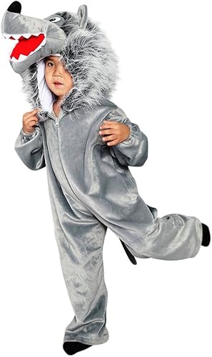 Miniatura 5 de Fantasy World Disfraz de lobo de Halloween, para niños pequeños, niños, niñas, chicos, disfraz de lobo de almacén, disfraz de perro, traje de animal