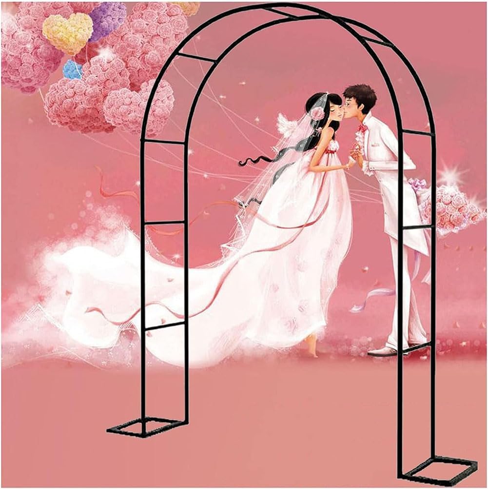 Large Rose Arch Steel Frame Trellis Arch Archway Climbing Plant Decorative Garden Metal Arches W180cm X H220cm for Outdoor Wedding Vegetable Ivy with Base,Green,W1.8M*H2.2M