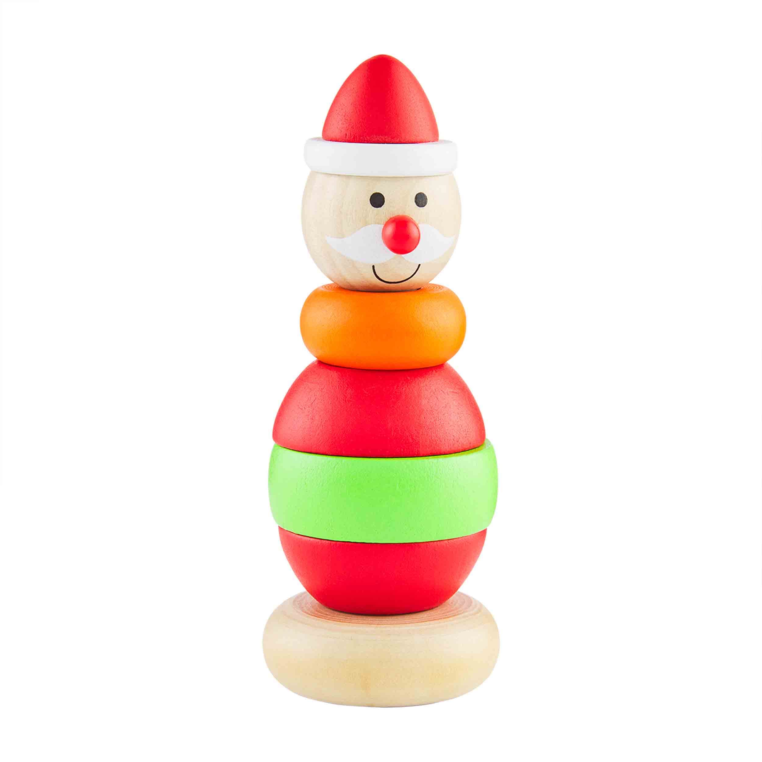 Mud Pie Kids Christmas Stacker Toy, Santa, 5" x 2" Dia