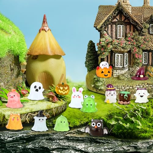 BWFY 30 peças mini figuras luminosas de resina de Halloween, miniverso de Halloween que brilham no e