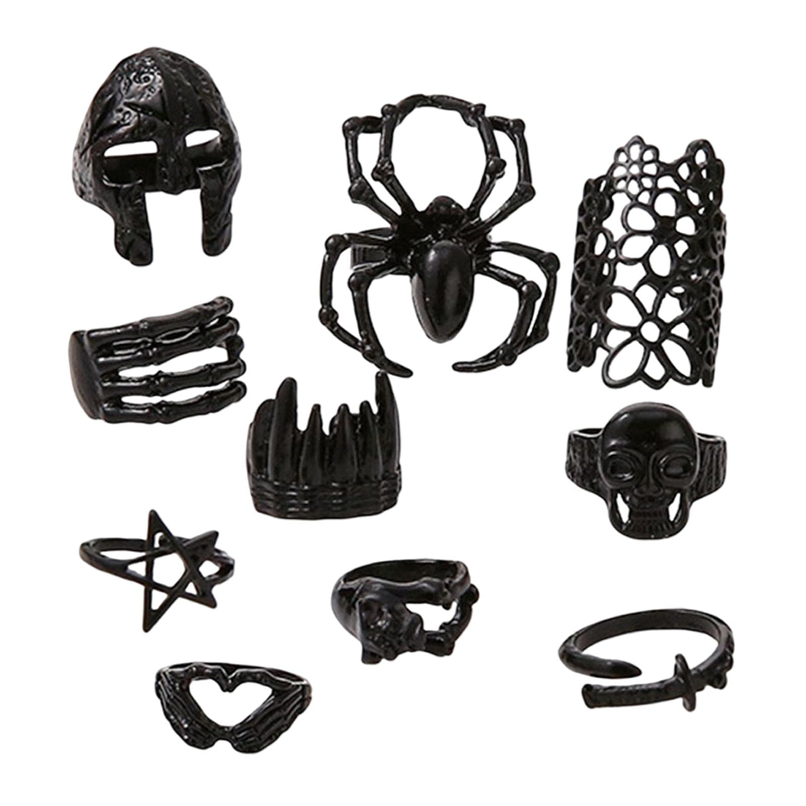MYADDICTION10Pcs Stylish Gothic and Punk Rings Ornament Jewelry Gifts Women and Men Jewelry & Watches | Fashion Jewelry | Rings