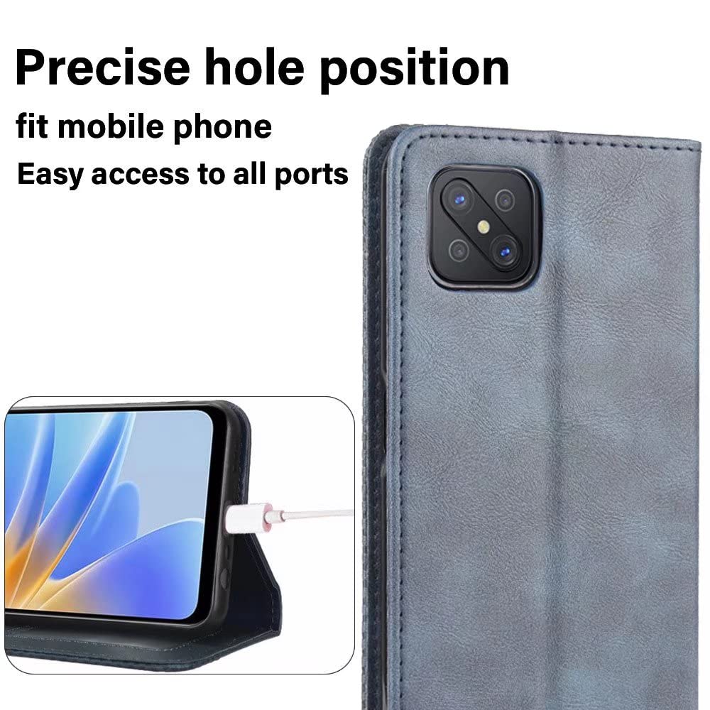 Custodia Portafoglio In Pelle PU Con Supporto Per OPPO Reno4 Z 5G - EASSGU, Flip Cover Magnetica Con Slot Carte E Portamonete (Blu)