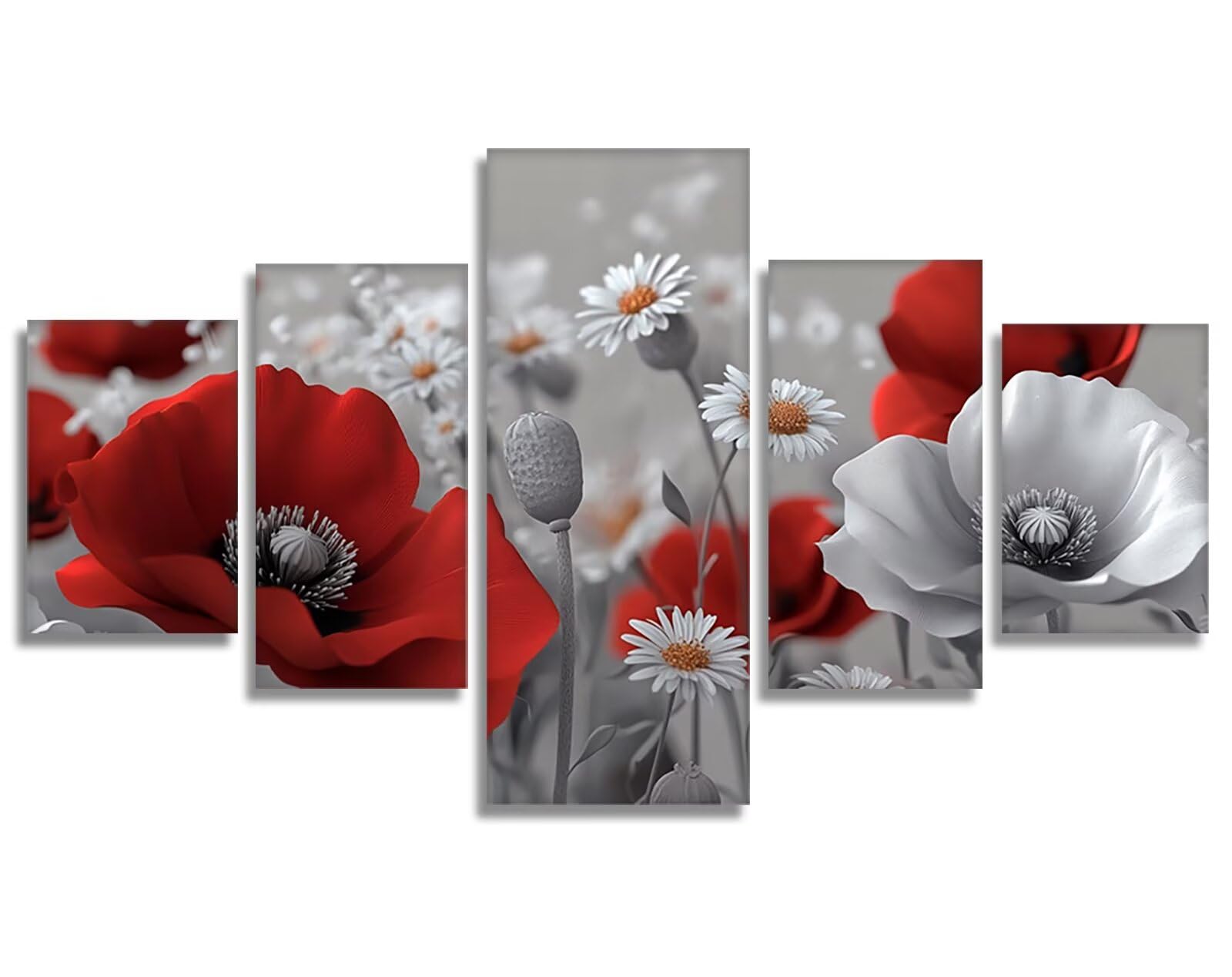Diamond Painting 5 Teilig Groß XXL Blumen Diamond Painting Eckige Steine Gänseblümchen, DIY Diamanten Kinder Kunst Kreatives für Erwachsene Mosaik Bastelset für Home Decor Wand Deko 125x60cm, Model990