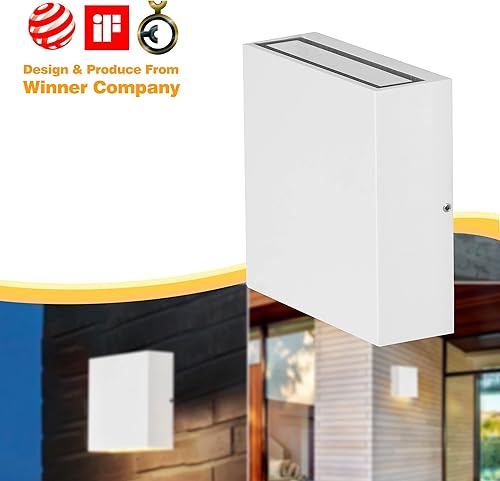 Miniatura 2 de Inowel Paquete de 2 luces de pared para exteriores, luces LED blancas para exteriores, aplique moderno para montaje en pared, para porche, garaje, 6