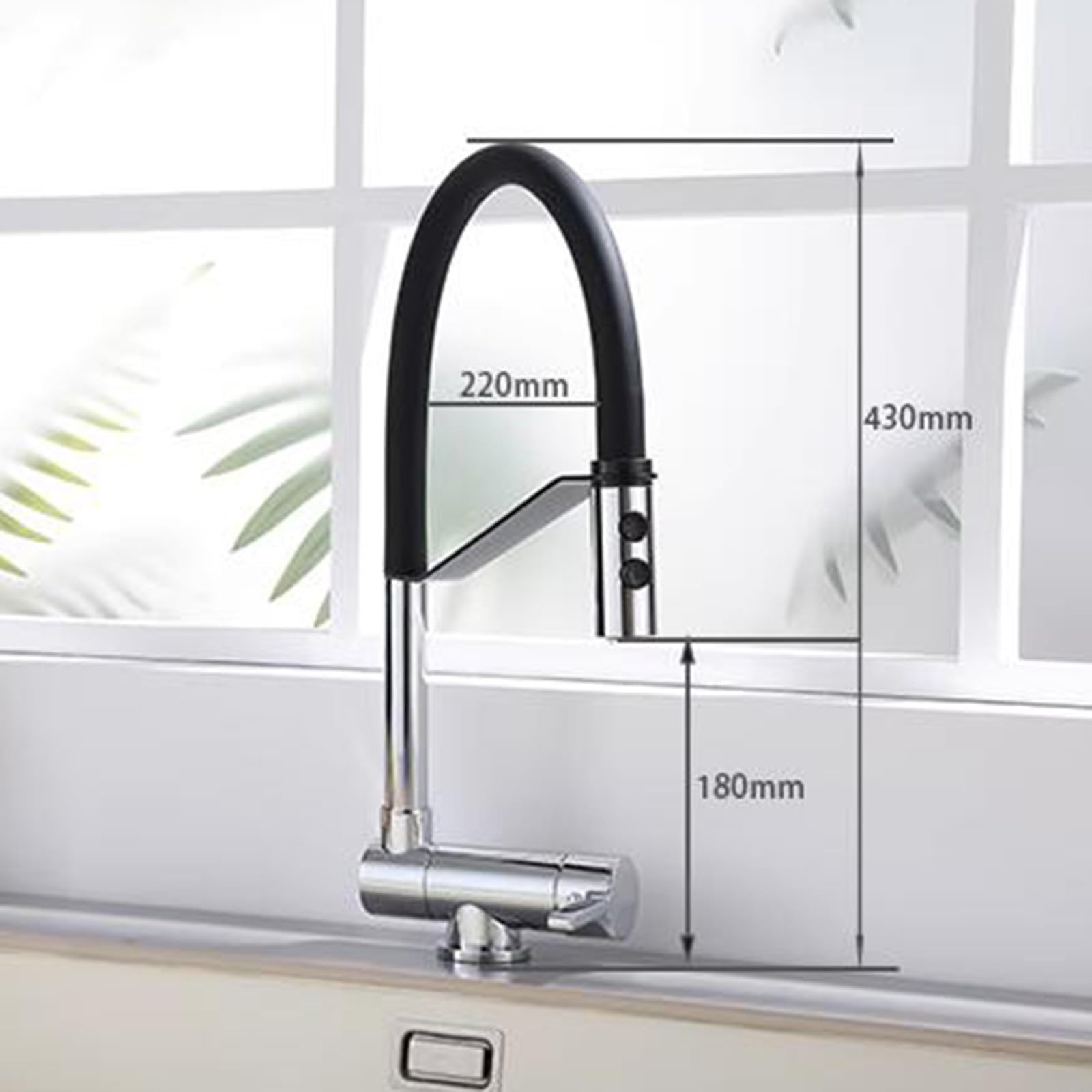 Grifo Cocina Abatible para Ventana, Grifo de Cocina Plegable Latón Agua Fría y Caliente Giro Grifo Fregadero Cocina-Cromo