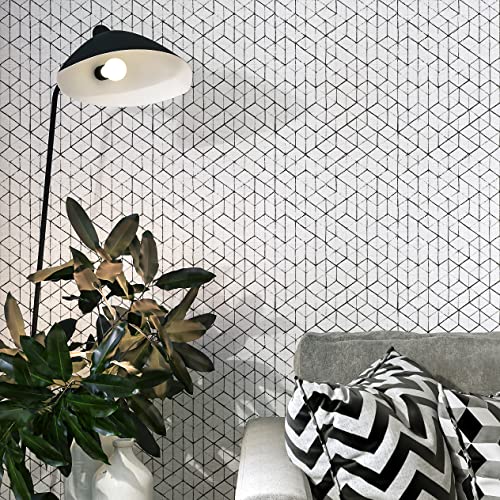 Gray Wallpaper Peel And Stick Wallpaper Boho Contact Paper For Cabinets Geometric Removable Wallpaper Self Adhesive Stripes Bathroom Wallpaper For Bedroom Wallpaper Hexagon Waterproof 17.3”×78.8” #TOP7