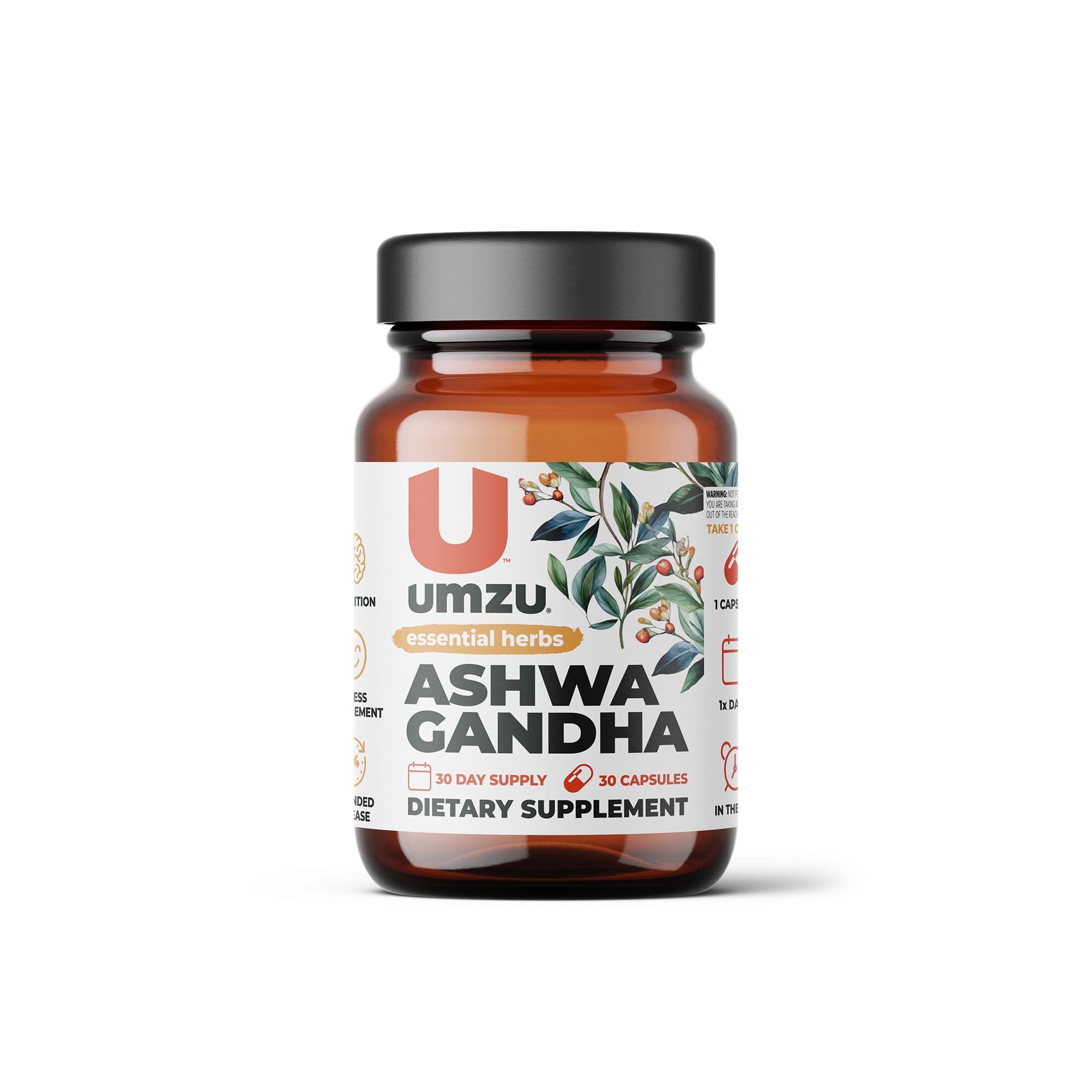UMZU Ashwagandha Advanced Stress & Cortisol Support Supplement, Memory, Focus, Cognition, 24-Hour Extended Release (30 Day Supply | 30 Capsules)